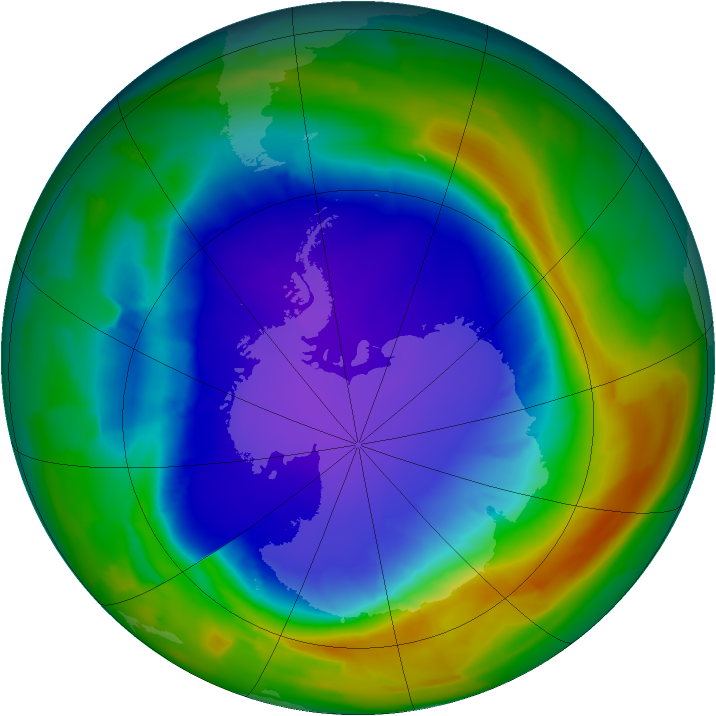 Antarctic ozone map for 29 September 2013